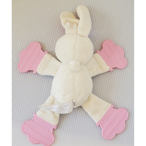 Bright Start Kids II Cream Bunny Rabbit Baby Teether Plush Toy White Pink Lovey - Picture 6 of 9